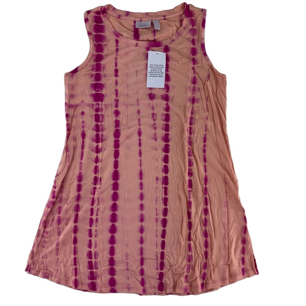 LOGO Layers by Lori Goldstein Hand Tie Dye‎ Tank Top XS Orange